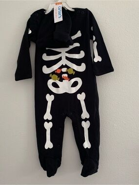 Carter's size 9M Black Skeleton Footed One-Piece